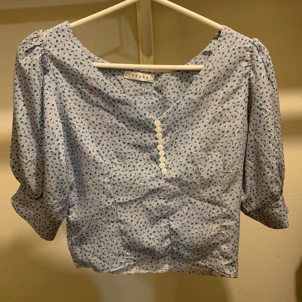 Purple multi colored blouse cropped small top/shirt